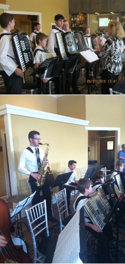 Youth Ensemble Rehearsal, Mary Tokarski Conducting. Lower: Mitch Guido