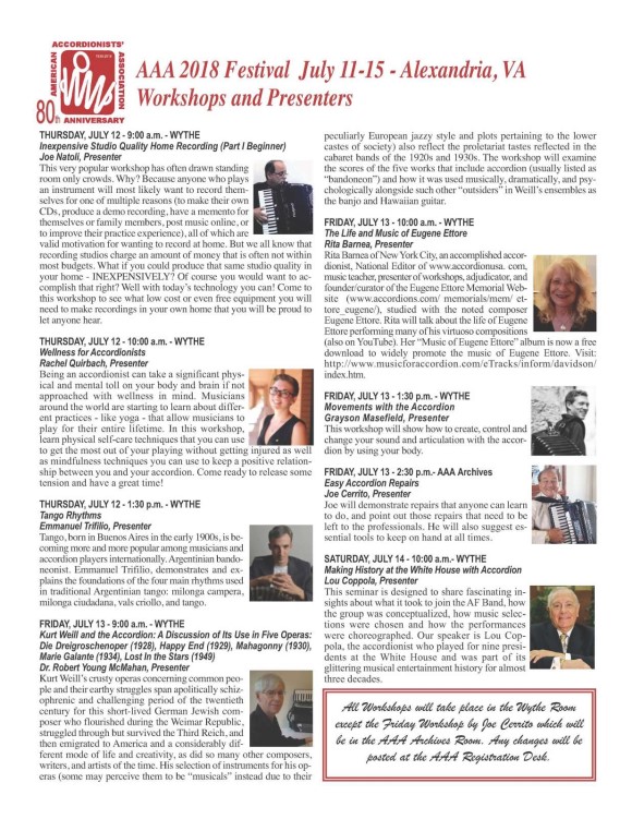 AAA Festival Workshops